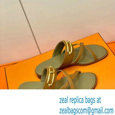 Hermes Roulis Buckle Claire Sandals Brown