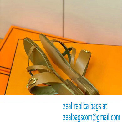 Hermes Roulis Buckle Claire Sandals Brown