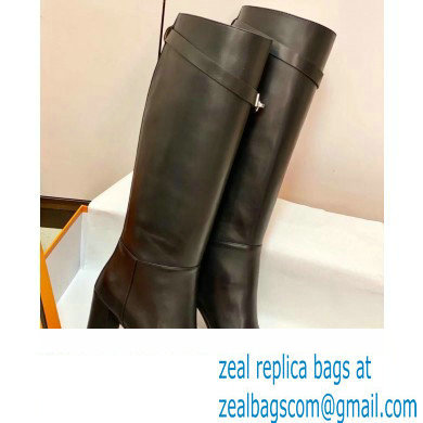 Hermes Story High Boots Black Handmade