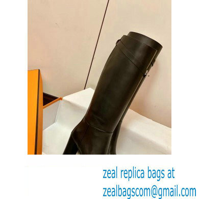 Hermes Story High Boots Black Handmade