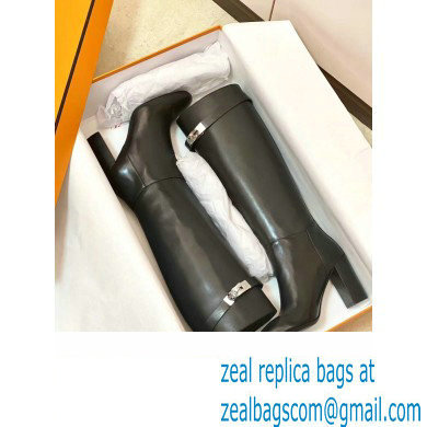 Hermes Story High Boots Black Handmade