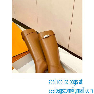 Hermes Story High Boots Brown Handmade - Click Image to Close