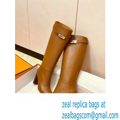 Hermes Story High Boots Brown Handmade