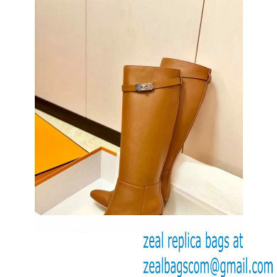 Hermes Story High Boots Brown Handmade - Click Image to Close