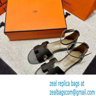 Hermes Swift Calfskin Santorini Sandals Handmade Black