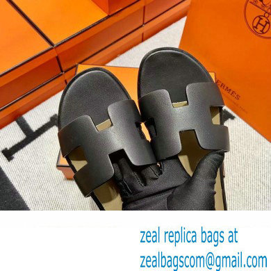 Hermes Swift Calfskin Santorini Sandals Handmade Black