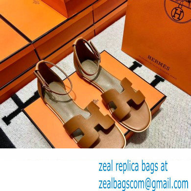 Hermes Swift Calfskin Santorini Sandals Handmade Brown