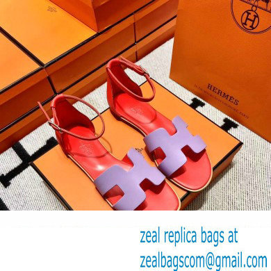 Hermes Swift Calfskin Santorini Sandals Handmade Purple