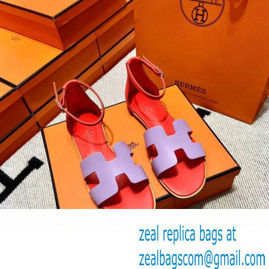 Hermes Swift Calfskin Santorini Sandals Handmade Purple