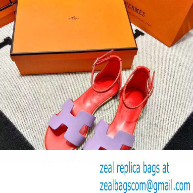 Hermes Swift Calfskin Santorini Sandals Handmade Purple