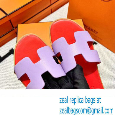 Hermes Swift Calfskin Santorini Sandals Handmade Purple