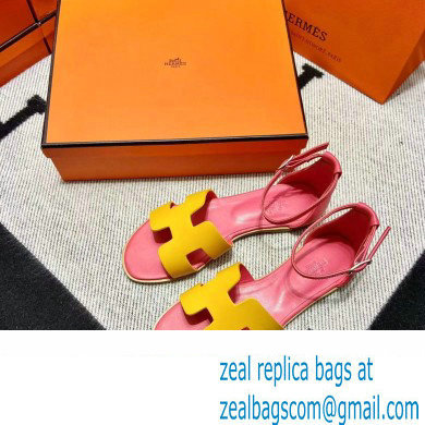 Hermes Swift Calfskin Santorini Sandals Handmade Yellow