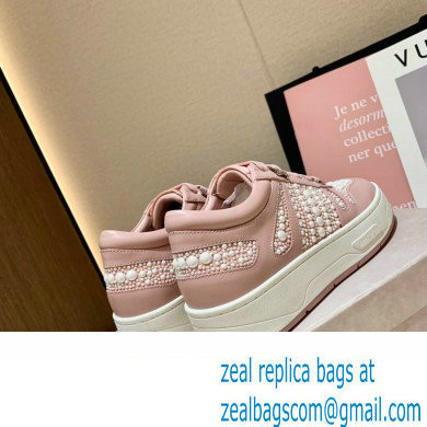 Jimmy Choo HAWAII/F Trainers Sneakers Pink with Pearl Embellishment 2022