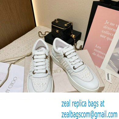 Jimmy Choo HAWAII/F Trainers Sneakers White with Pearl Embellishment 2022 - Click Image to Close