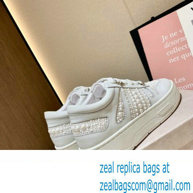 Jimmy Choo HAWAII/F Trainers Sneakers White with Pearl Embellishment 2022 - Click Image to Close