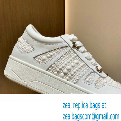 Jimmy Choo HAWAII/F Trainers Sneakers White with Pearl Embellishment 2022 - Click Image to Close