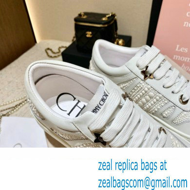 Jimmy Choo HAWAII/F Trainers Sneakers White with Pearl Embellishment 2022 - Click Image to Close