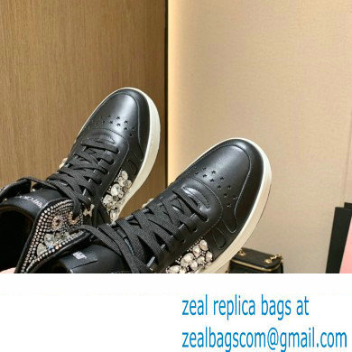 Jimmy Choo HAWAII HI TOP/F Trainers Sneakers Black with Crystal Embellishment 2022