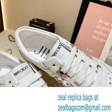 Jimmy Choo HAWAII LOW TOP/F Trainers Sneakers White with Crystal Embellishment 2022