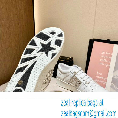 Jimmy Choo HAWAII LOW TOP/F Trainers Sneakers White with Crystal Embellishment 2022