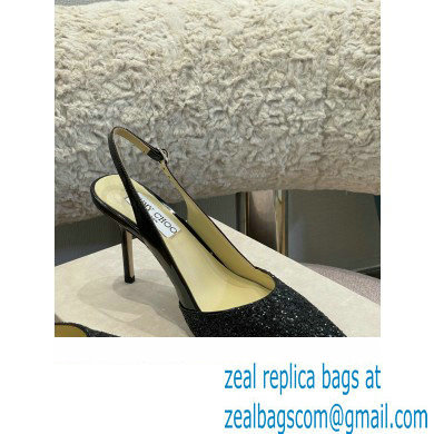 Jimmy Choo Heel Glitter/Patent Slingbacks Black 2022