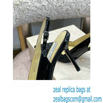 Jimmy Choo Heel Glitter/Patent Slingbacks Black 2022