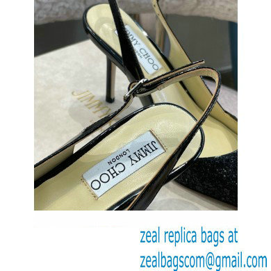 Jimmy Choo Heel Glitter/Patent Slingbacks Black 2022