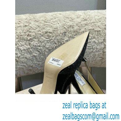 Jimmy Choo Heel Glitter/Patent Slingbacks Black 2022