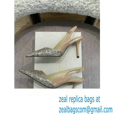 Jimmy Choo Heel Glitter/Patent Slingbacks Light Gold 2022