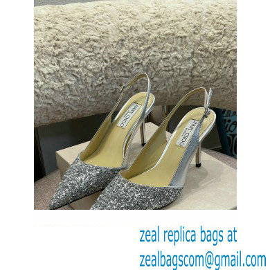 Jimmy Choo Heel Glitter/Patent Slingbacks Silver 2022