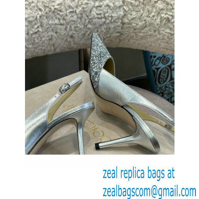 Jimmy Choo Heel Glitter/Patent Slingbacks Silver 2022
