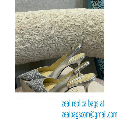Jimmy Choo Heel Glitter/Patent Slingbacks Silver 2022