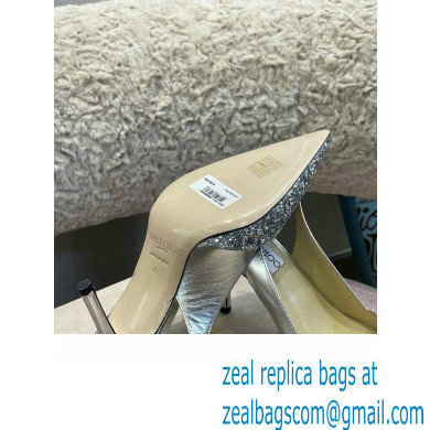 Jimmy Choo Heel Glitter/Patent Slingbacks Silver 2022