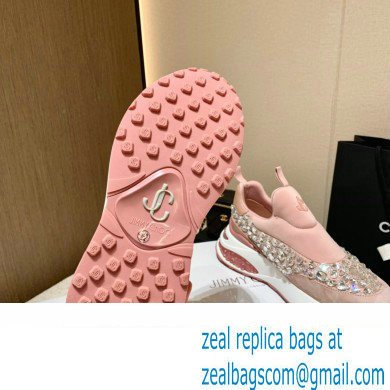Jimmy Choo MEMPHIS/F Trainers Sneakers Pink with Crystal Embellishment 2022