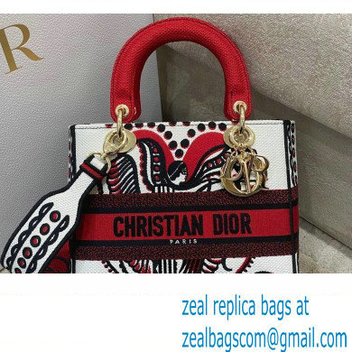 Lady Dior Medium D-Lite Bag in Multicolor Latte Cupid Embroidery 2022