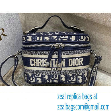 Lady Dior Micro Vanity Case Bag in Blue Oblique Embroidery 2022 - Click Image to Close