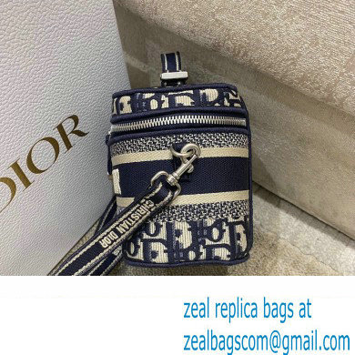 Lady Dior Micro Vanity Case Bag in Blue Oblique Embroidery 2022 - Click Image to Close