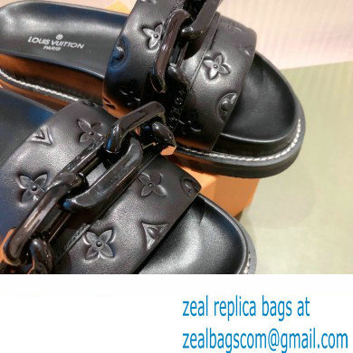 Louis Vuitton LV Sunset Flat Comfort Mules Black with Resin Chain 2022