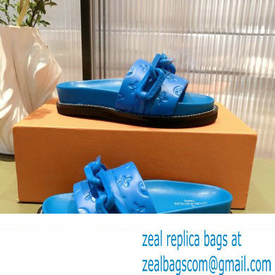 Louis Vuitton LV Sunset Flat Comfort Mules Blue with Resin Chain 2022