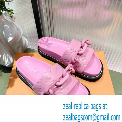 Louis Vuitton LV Sunset Flat Comfort Mules Pink with Resin Chain 2022