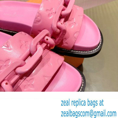 Louis Vuitton LV Sunset Flat Comfort Mules Pink with Resin Chain 2022