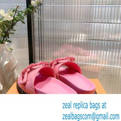 Louis Vuitton LV Sunset Flat Comfort Mules Pink with Resin Chain 2022