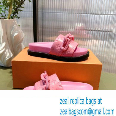 Louis Vuitton LV Sunset Flat Comfort Mules Pink with Resin Chain 2022
