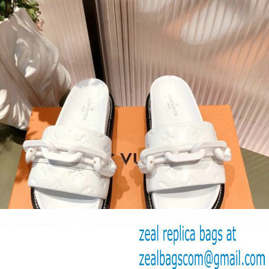 Louis Vuitton LV Sunset Flat Comfort Mules White with Resin Chain 2022