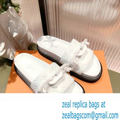 Louis Vuitton LV Sunset Flat Comfort Mules White with Resin Chain 2022