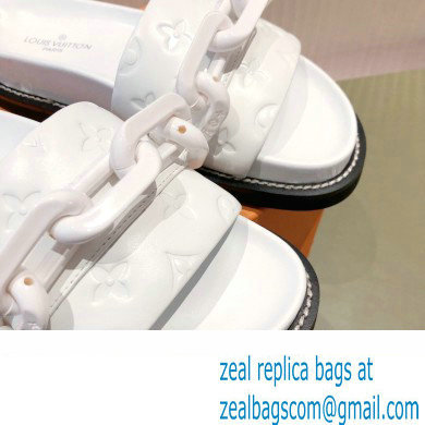 Louis Vuitton LV Sunset Flat Comfort Mules White with Resin Chain 2022
