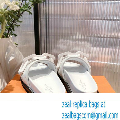 Louis Vuitton LV Sunset Flat Comfort Mules White with Resin Chain 2022