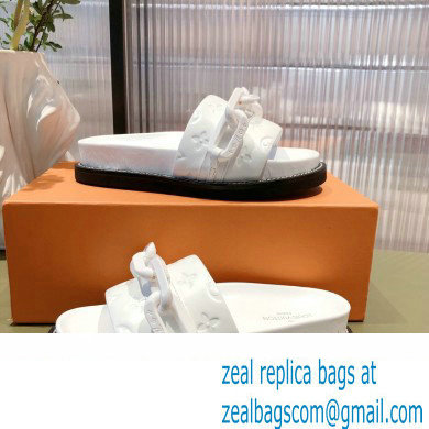 Louis Vuitton LV Sunset Flat Comfort Mules White with Resin Chain 2022