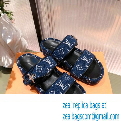 Louis Vuitton Monogram Velvet Jumbo Flatform Mules Dark Blue 2022