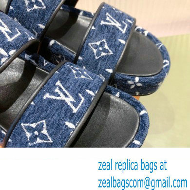 Louis Vuitton Monogram Velvet Jumbo Flatform Mules Dark Blue 2022